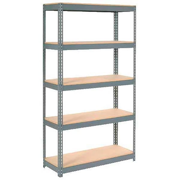 Extra Heavy Duty Shelving 48W x 12D x 84H With 5 Shelves, Wood Deck, Gry